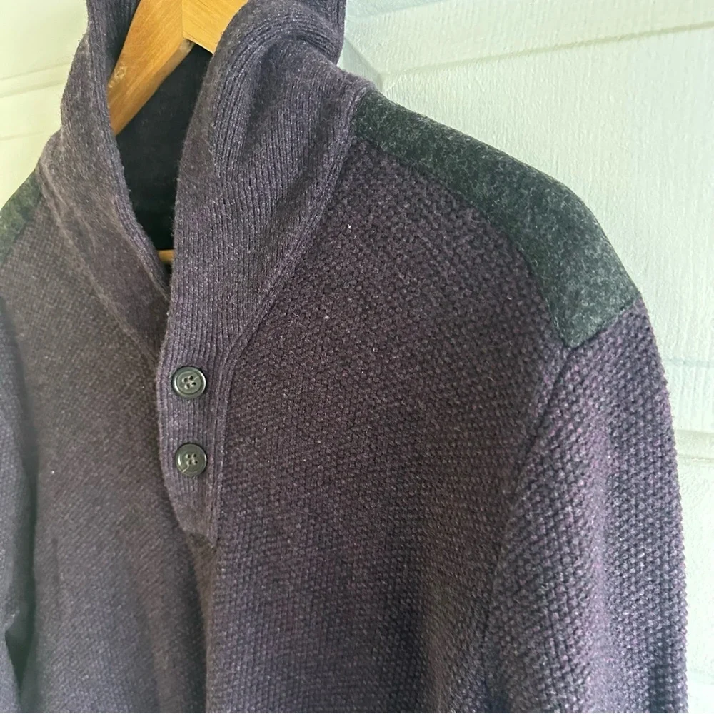 Banana Republic Large Merino Wool Blend Shawl Collar Sweater Pullover‎ Purple